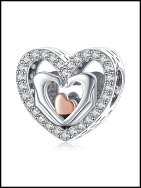 925 Sterling Silver Charm Bead Heart for Bracelets Necklaces DIY Jewelry Making